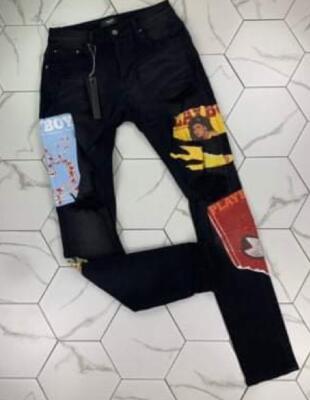 Amiri Graphic Patchwork Distressed Slim-Fit Jeans 14