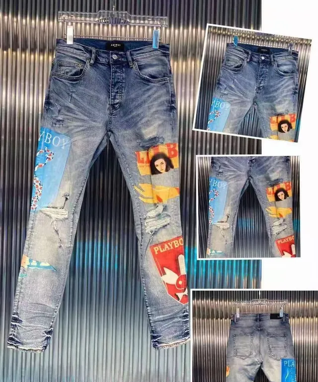 Amiri Graphic Patchwork Distressed Slim-Fit Jeans 15