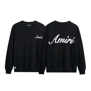 Amiri Script Logo Crewneck Black White Embroidered Sweater