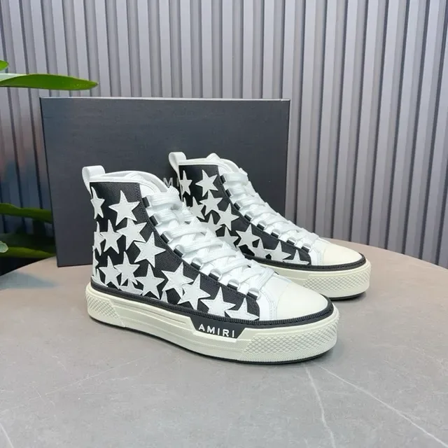Amiri Skel Top High Black White Star Print Lifestyle Sneakers 6