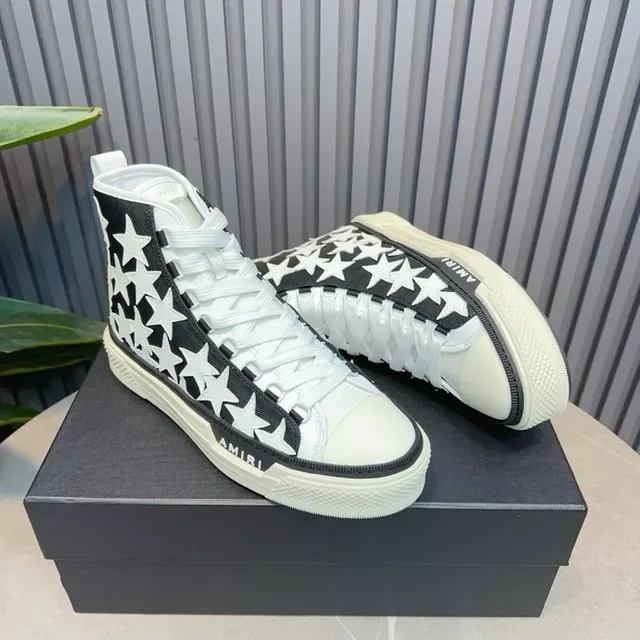 Amiri Skel Top High Black White Star Print Lifestyle Sneakers 9