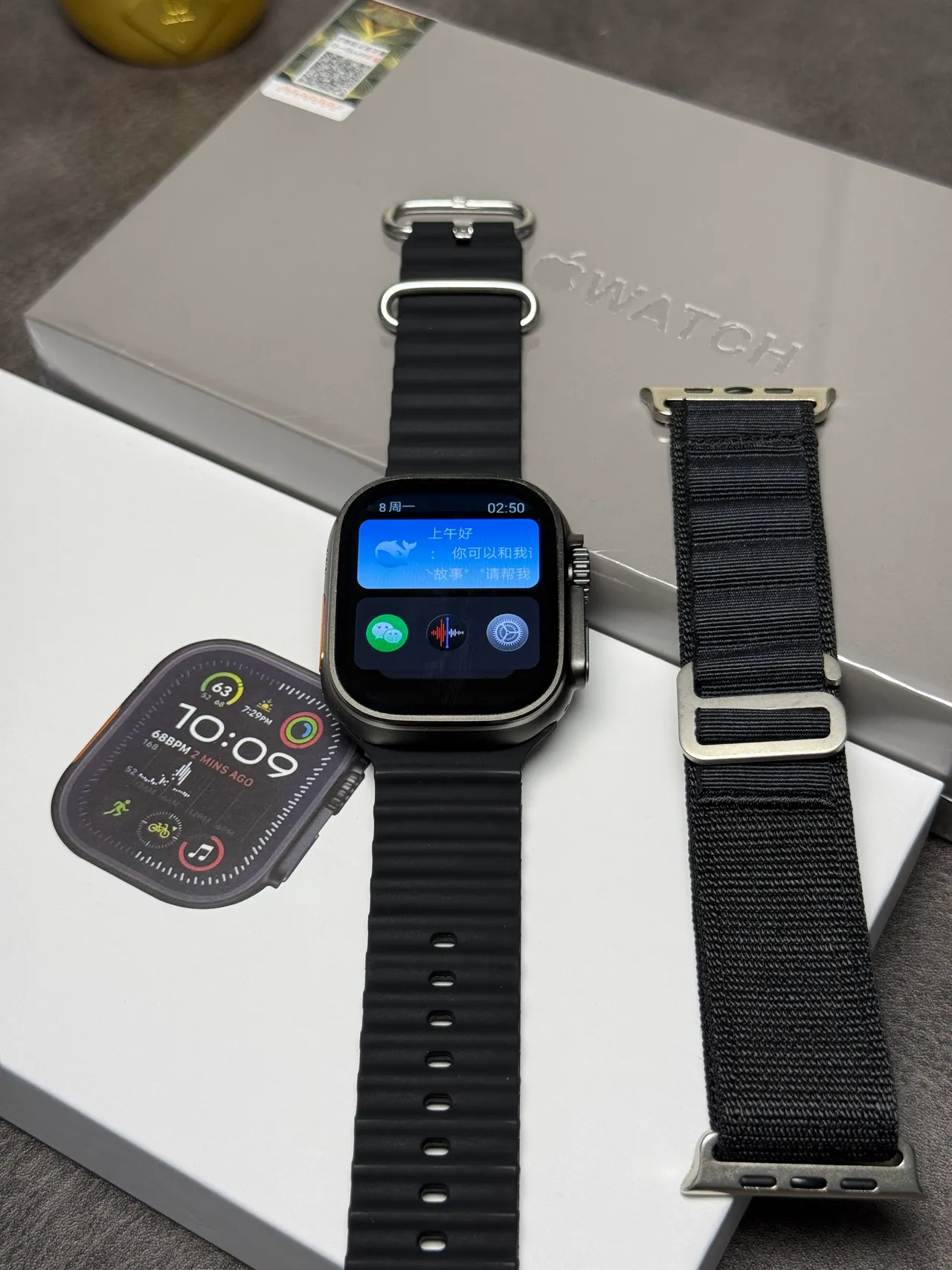 Apple Watch Ultra काली जोरदार केस खुरदार सिलिकॉन बैंड स्पोर्ट्स वॉच 7