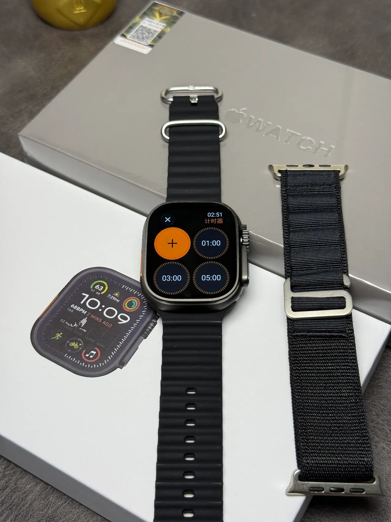 Apple Watch Ultra काली जोरदार केस खुरदार सिलिकॉन बैंड स्पोर्ट्स वॉच 14