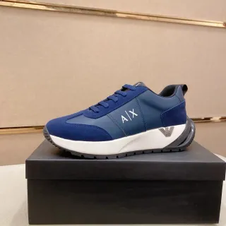 Armani Exchange Navy White Mixed-Material Upper Platform Sole Lifestyle Sneakers — Armani Exchange Lifestyle Sneakers photo from the Yupoo catalog