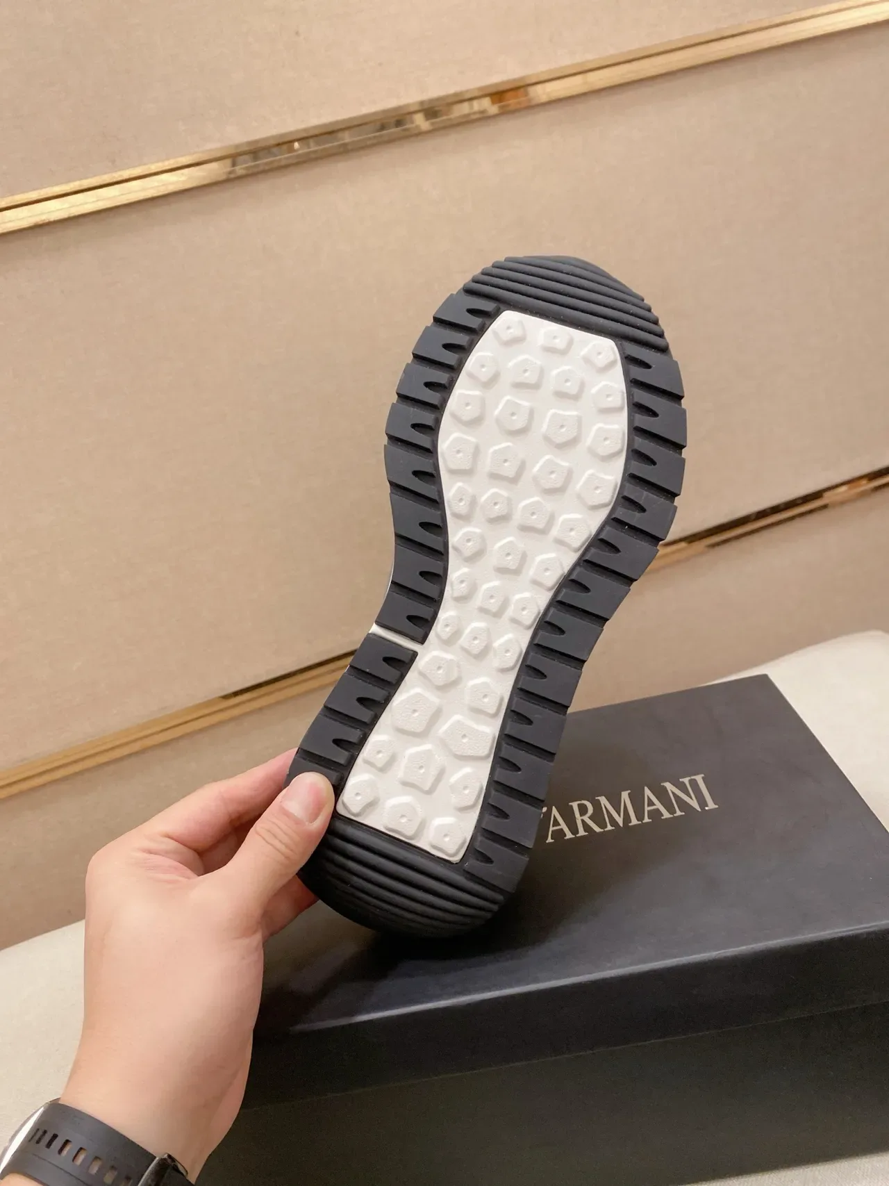 Armani Exchange Navy White Mixed-Material Upper Platform Sole Lifestyle Sneakers 2
