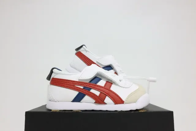 ASICS Blanc Bleu Sans Lacets Sangle Velcro Logo Rayures Tigre Sneakers Lifestyle 3