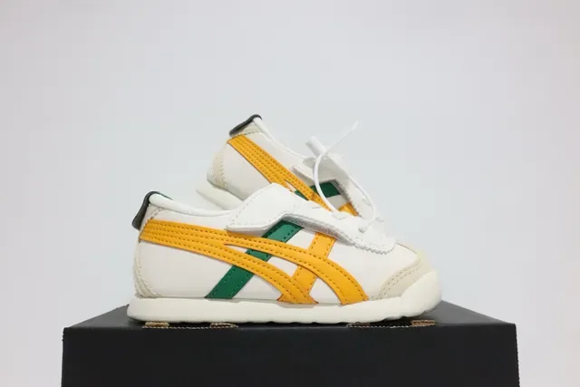 ASICS Blanc Bleu Sans Lacets Sangle Velcro Logo Rayures Tigre Sneakers Lifestyle 6