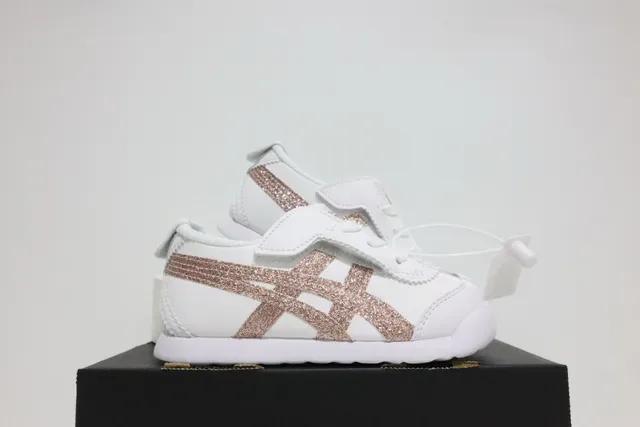 ASICS Blanc Bleu Sans Lacets Sangle Velcro Logo Rayures Tigre Sneakers Lifestyle 8