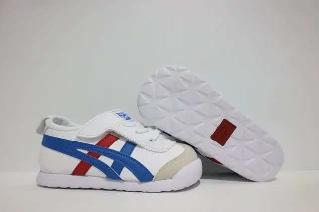 ASICS Blanc Bleu Sans Lacets Sangle Velcro Logo Rayures Tigre Sneakers Lifestyle 9
