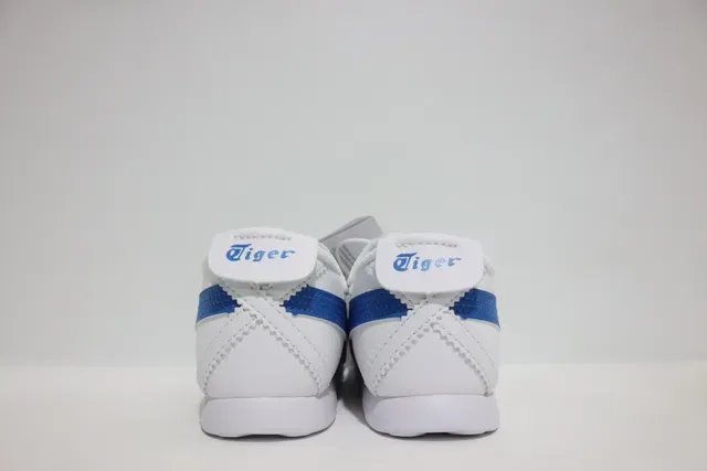 ASICS Blanc Bleu Sans Lacets Sangle Velcro Logo Rayures Tigre Sneakers Lifestyle 11