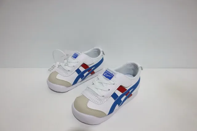 ASICS Blanc Bleu Sans Lacets Sangle Velcro Logo Rayures Tigre Sneakers Lifestyle 14