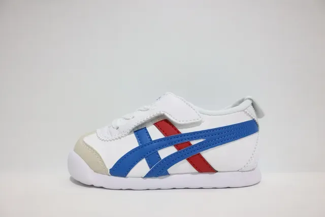 ASICS Blanc Bleu Sans Lacets Sangle Velcro Logo Rayures Tigre Sneakers Lifestyle 15