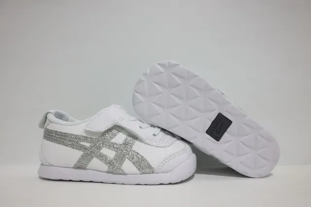ASICS Blanc Bleu Sans Lacets Sangle Velcro Logo Rayures Tigre Sneakers Lifestyle 18