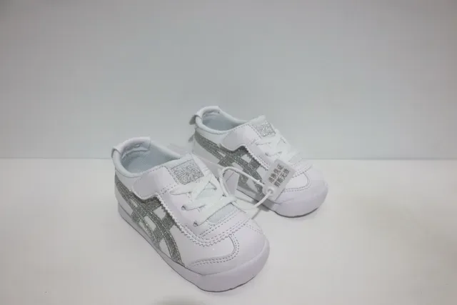 ASICS Blanc Bleu Sans Lacets Sangle Velcro Logo Rayures Tigre Sneakers Lifestyle 21