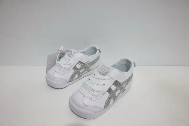ASICS Blanc Bleu Sans Lacets Sangle Velcro Logo Rayures Tigre Sneakers Lifestyle 23