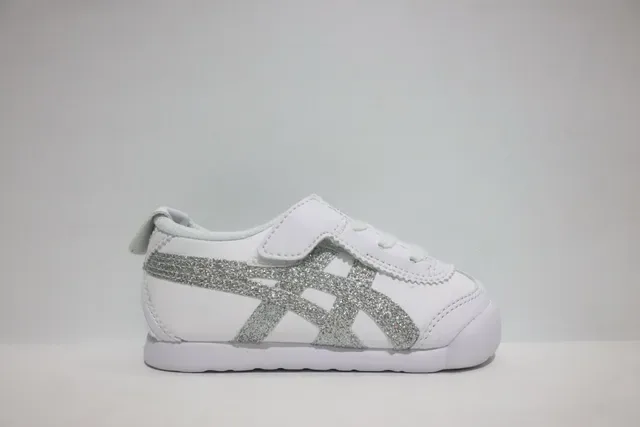 ASICS Blanc Bleu Sans Lacets Sangle Velcro Logo Rayures Tigre Sneakers Lifestyle 24