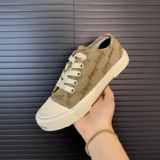 Balenciaga Beige White Monogrammed Canvas Upper Creamy Rubber Sole Lifestyle Sneakers