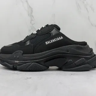 Balenciaga Zapatillas negras y blancas con suela grande mulas slip-on zapatillas gruesas