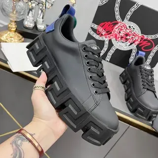Balenciaga Defender Black Greek Key Chunky Sneakers