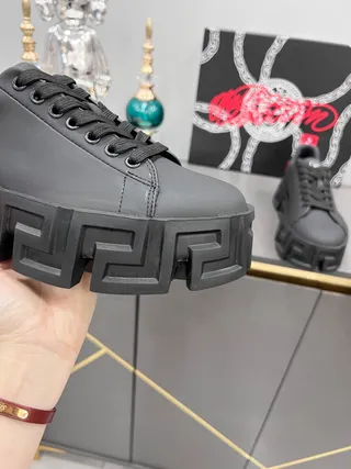Balenciaga Defender Pretos Vermelhos Sola Chave Grega Plataforma Chunky Sneakers 2