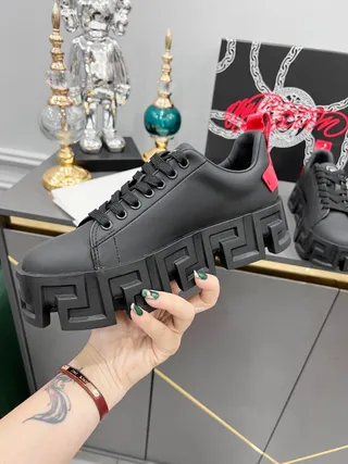 Balenciaga Defender Pretos Vermelhos Sola Chave Grega Plataforma Chunky Sneakers 3
