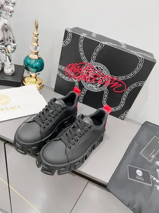 Balenciaga Defender Pretos Vermelhos Sola Chave Grega Plataforma Chunky Sneakers 8