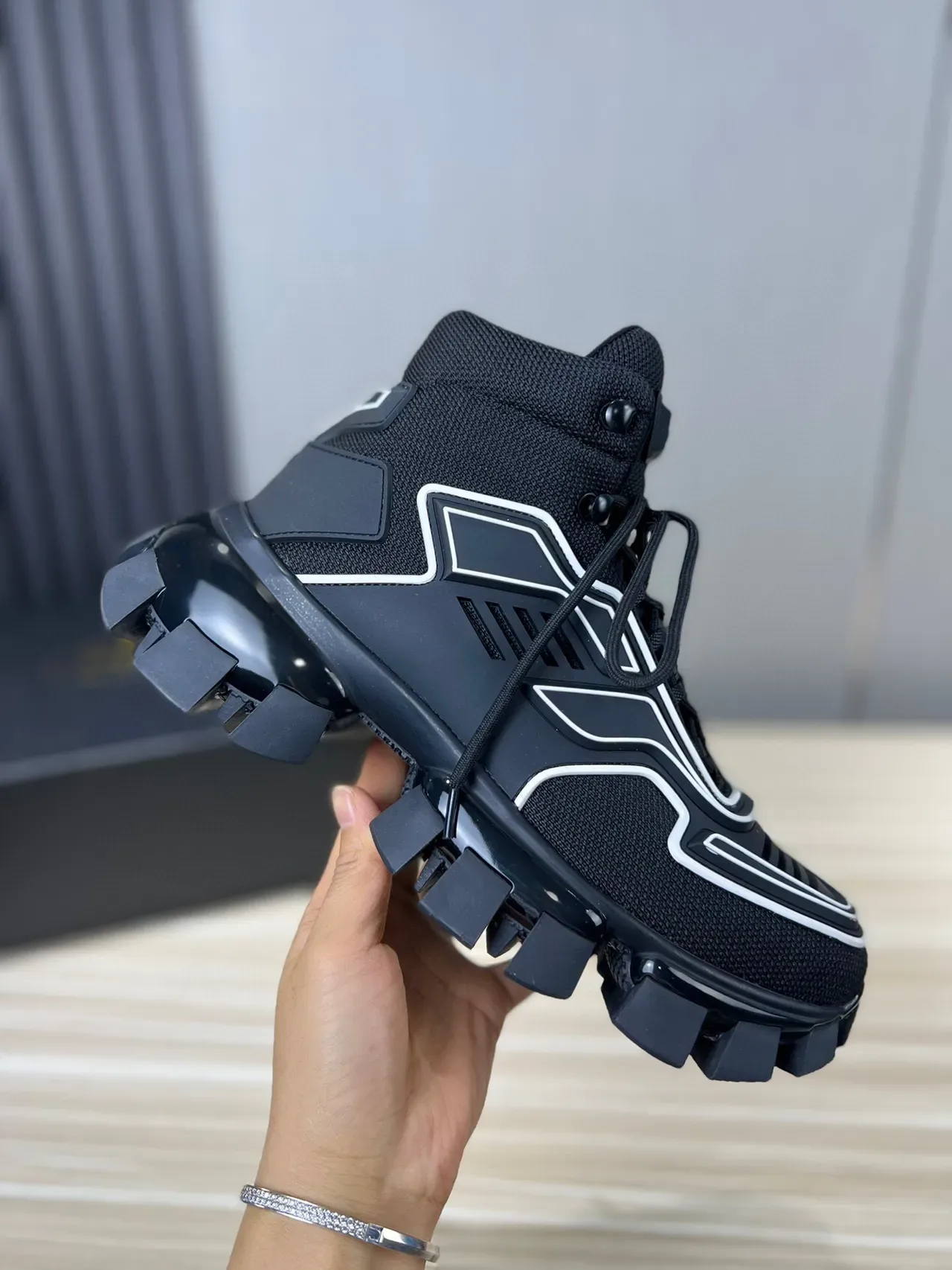 Balenciaga Defender Black White High-Top Mesh-and-TPU Upper Chunky Sneakers 7