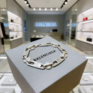 Balenciaga Corrente Industrial Maillons Prata Matte Metal Pulseira