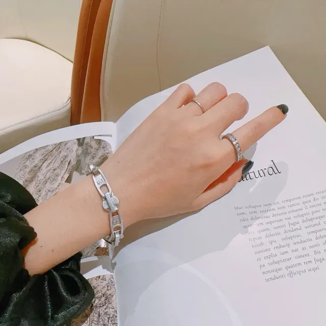 Balenciaga Cadena Industrial Eslabones Plata Mate Metal Pulsera 7