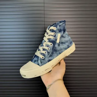 Balenciaga Le Cagole Denim Acid-Wash High-Top Lifestyle Sneakers