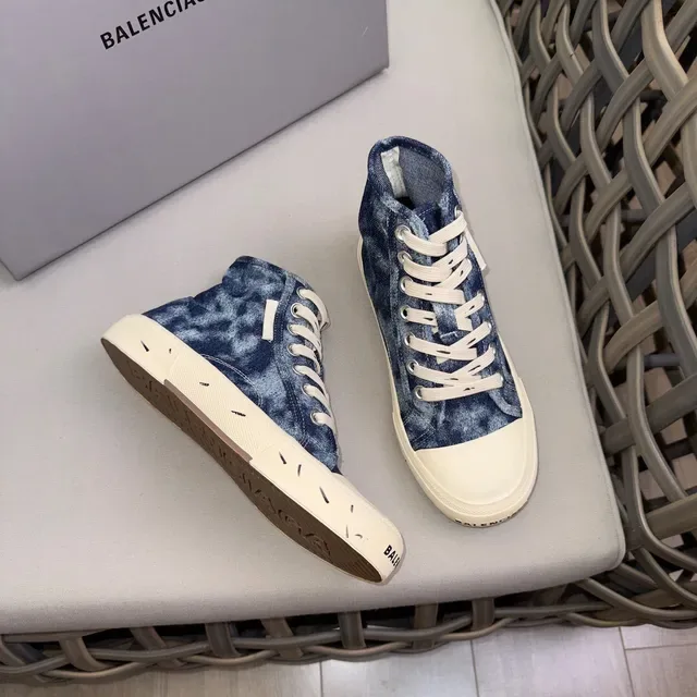 Balenciaga Le Cagole Denim Acid-Wash High-Top Lifestyle Sneakers 4