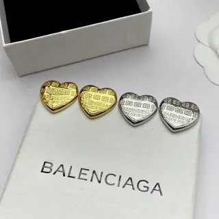 Balenciaga Logo-Engraved Heart Stud Earrings