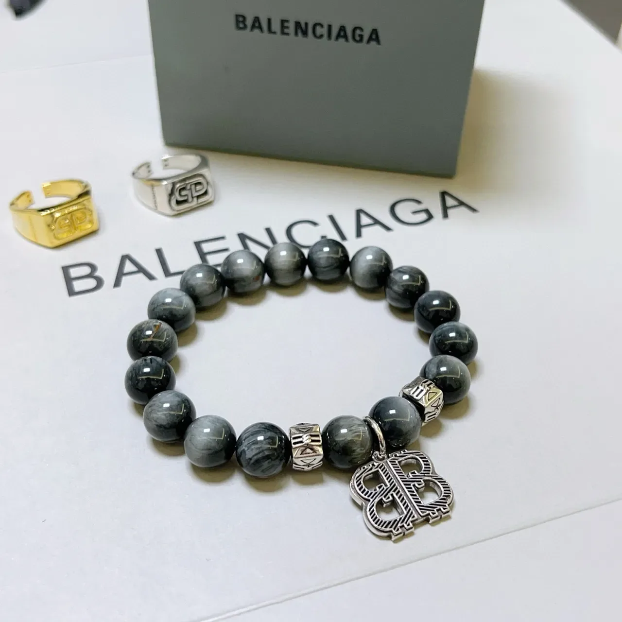 Balenciaga Logo Pendant Beaded Bracelet 2