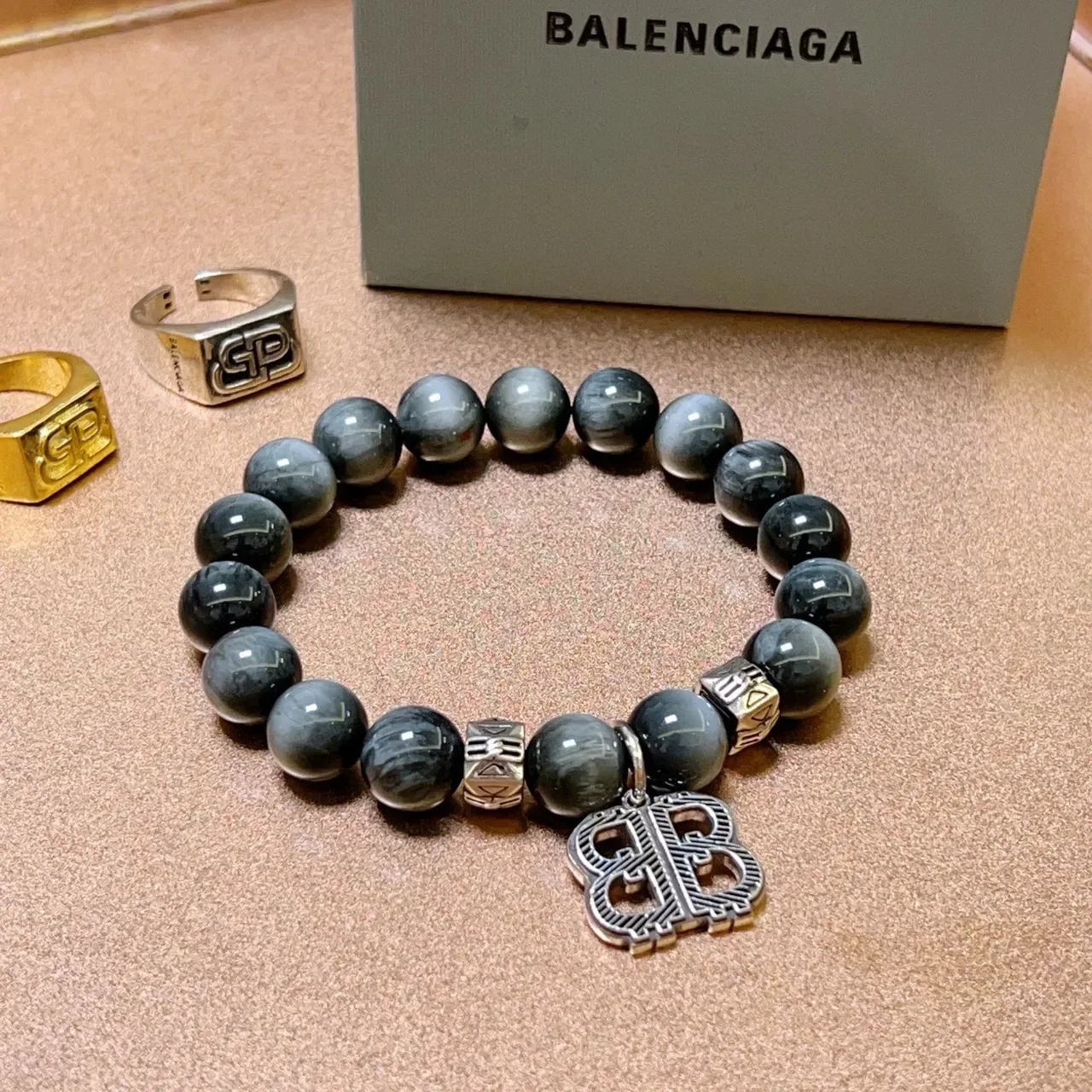 Balenciaga Logo Pendant Beaded Bracelet 3