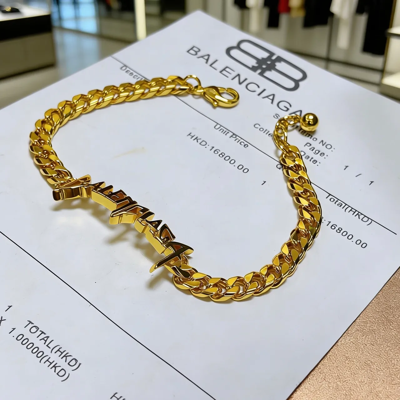 Balenciaga Logo Plaque Curb-Link সোনার ব্রেসলেট 6