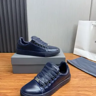 Balenciaga Navy Leather Upper Metal Eyelet Hardware Lifestyle Sneakers