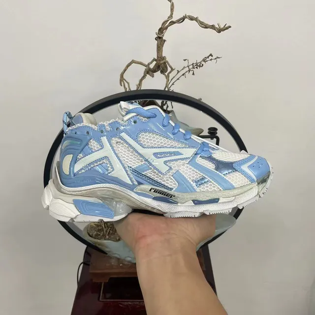 Balenciaga Runner Light Blue and White Chunky Sneakers 7