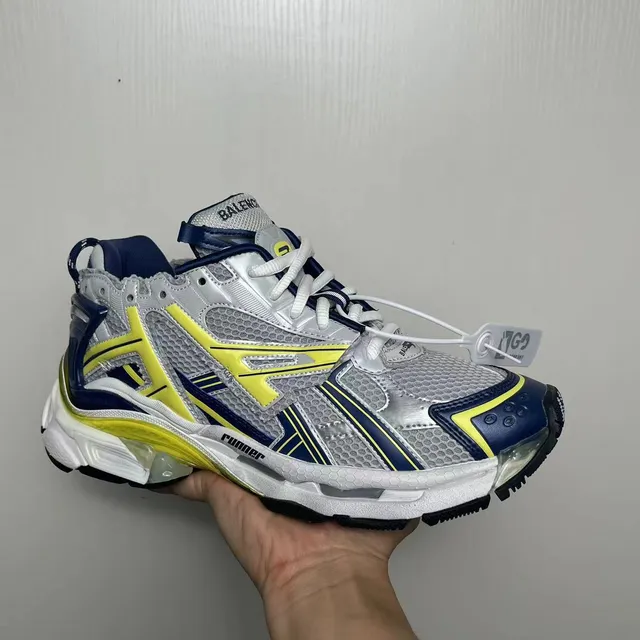 Balenciaga Runner فضي أصفر بحري حذاء رياضي سميك 2