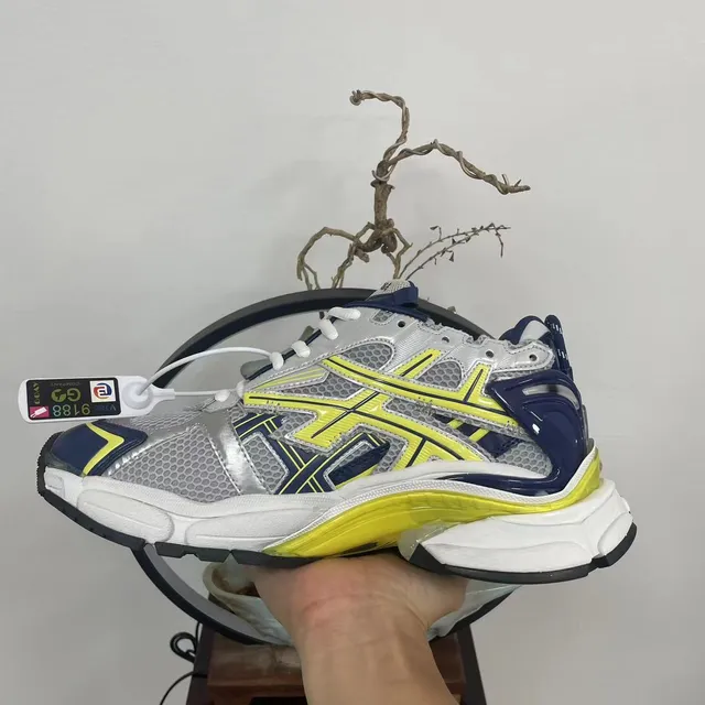 Balenciaga Runner فضي أصفر بحري حذاء رياضي سميك 4