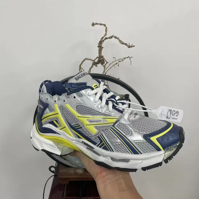 Balenciaga Runner فضي أصفر بحري حذاء رياضي سميك 6