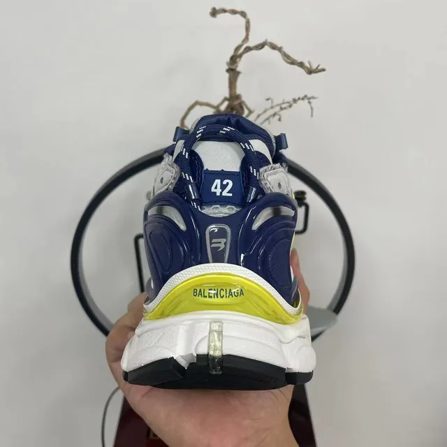 Balenciaga Runner فضي أصفر بحري حذاء رياضي سميك 7