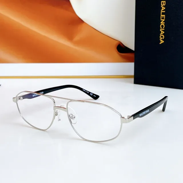 Balenciaga Métal Argenté Marron Style Aviateur Forme Angulaire de Lentille Lunettes de Soleil 3