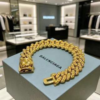 Balenciaga Pulseira Corrente Caveira Corrente de Ouro Pérolas Conjunto Corrente Curb Link