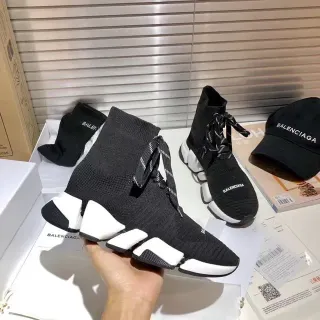 Balenciaga Speed Trainer কালো এবং সাদা বোনা জীবনযাত্রা স্নিকার