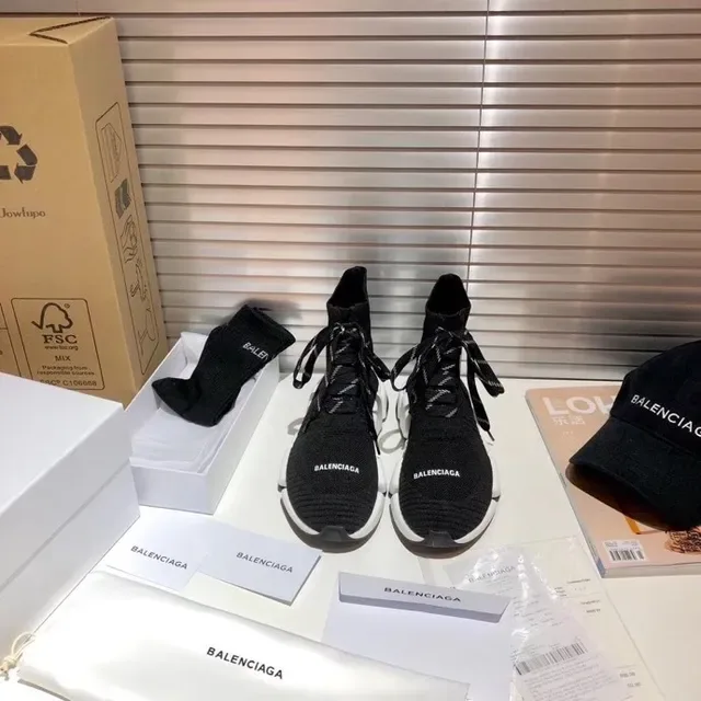 Balenciaga Speed Trainer سنيكرز أسود وأبيض تريكو لنمط الحياة 2
