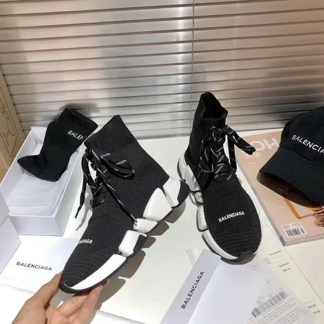 Balenciaga Speed Trainer سنيكرز أسود وأبيض تريكو لنمط الحياة 3