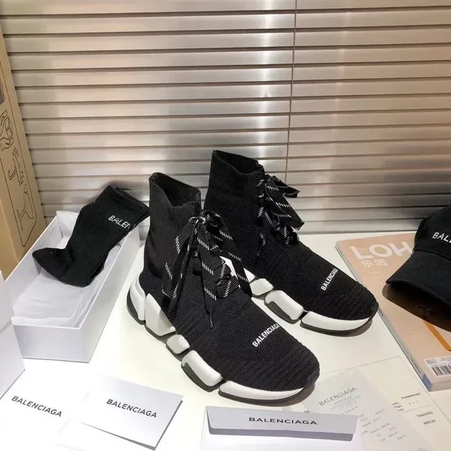 Balenciaga Speed Trainer سنيكرز أسود وأبيض تريكو لنمط الحياة 4