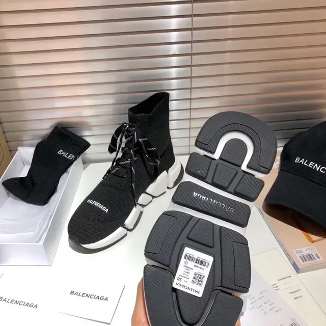 Balenciaga Speed Trainer سنيكرز أسود وأبيض تريكو لنمط الحياة 5
