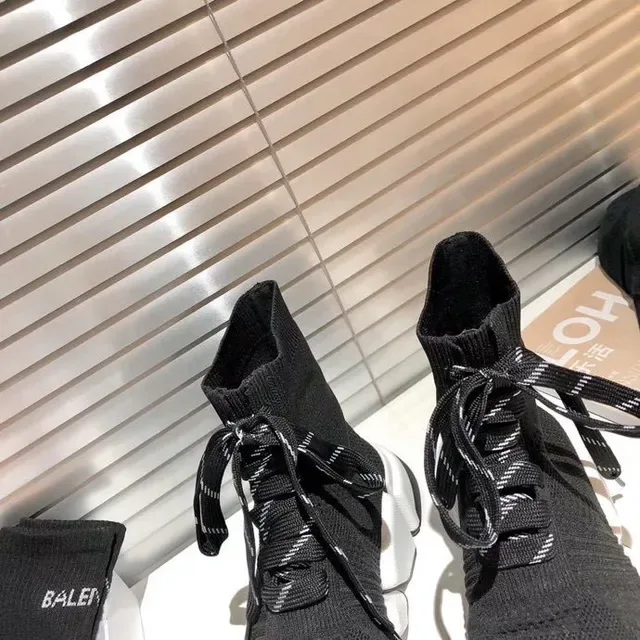 Balenciaga Speed Trainer سنيكرز أسود وأبيض تريكو لنمط الحياة 6