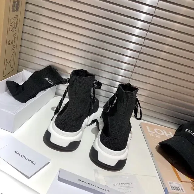 Balenciaga Speed Trainer سنيكرز أسود وأبيض تريكو لنمط الحياة 7